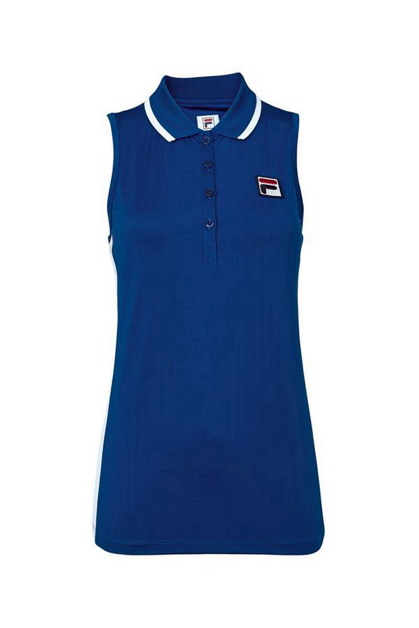 Fila Acqua Sole Sleeveless Racerback Women's Polo Shirts - Blue/White,NZ 894-82931